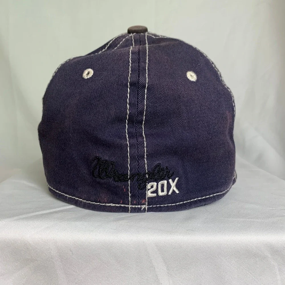 Wrangler 20X Hat Boys Youth Blue Brown Fitted Cotton Spandex Baseball Cap Flaw